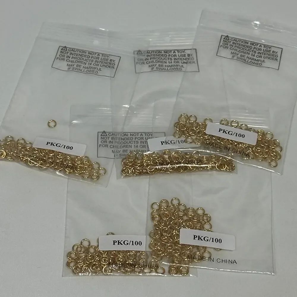 500pcs Jump ring, gold-plated brass, 4mm round, 2.4mm inside diameter 20 gauge